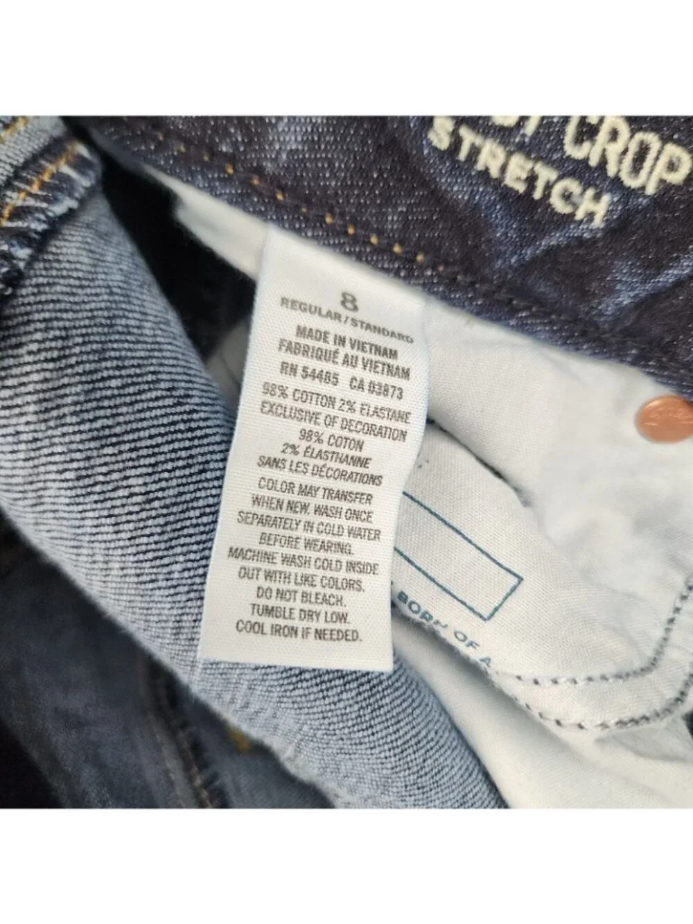 AE Low-Rise Artist Crop Jean Women's 8 American Eagle Double Button No Stretch - Picture 9 of 10